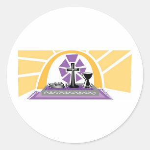 Gold and Purple Page Accent Communion Classic Round Sticker