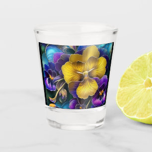 Gold and Purple Pansy Patch Shot Glass