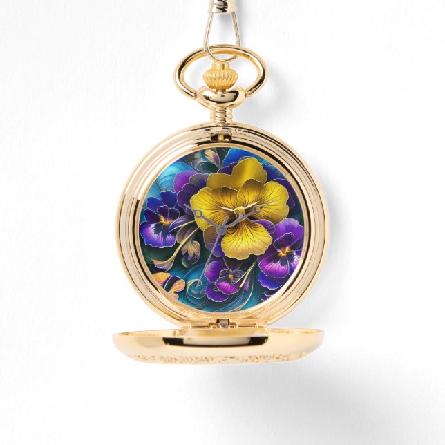 Gold and Purple Pansy Patch Watch (Front)