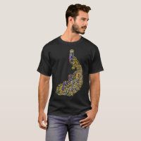 Gold and purple peacock glimmering brightly