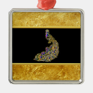 Gold and purple peacock gold foil with black metal ornament