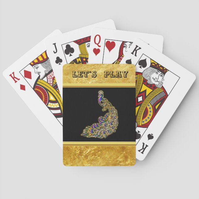 Gold and purple peacock gold foil with black playing cards (Back)