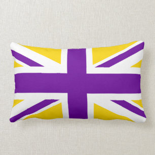 Gold and Purple Union Jack Lumbar Cushion