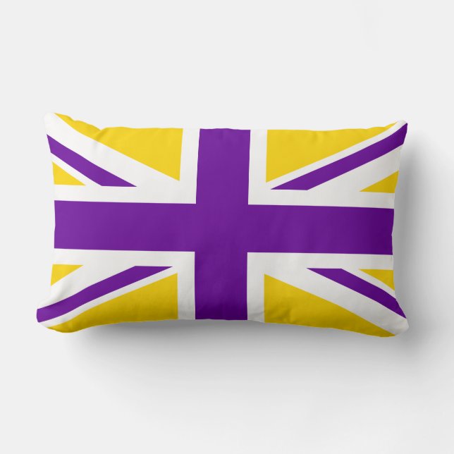 Gold and Purple Union Jack Lumbar Cushion (Front)
