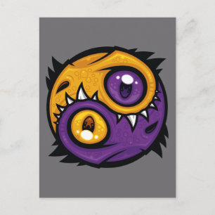 Gold and Purple Yin Yang Dragons Postcard