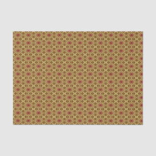 Gold And Red Abstract Floral Pattern Tissue Paper