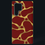 Gold and red abstract giraffe pattern samsung galaxy case<br><div class="desc">Gold-tone abstract giraffe seamless pattern over dark red background.</div>