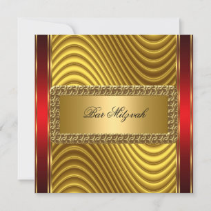 Gold and Red Art Deco Bar Mitzvah  Invitation