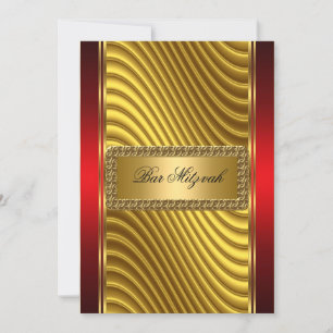 Gold and Red Bar Mitzvah Invitation