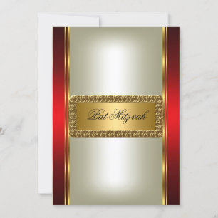 Gold and Red Bat Mitzvah Invitation