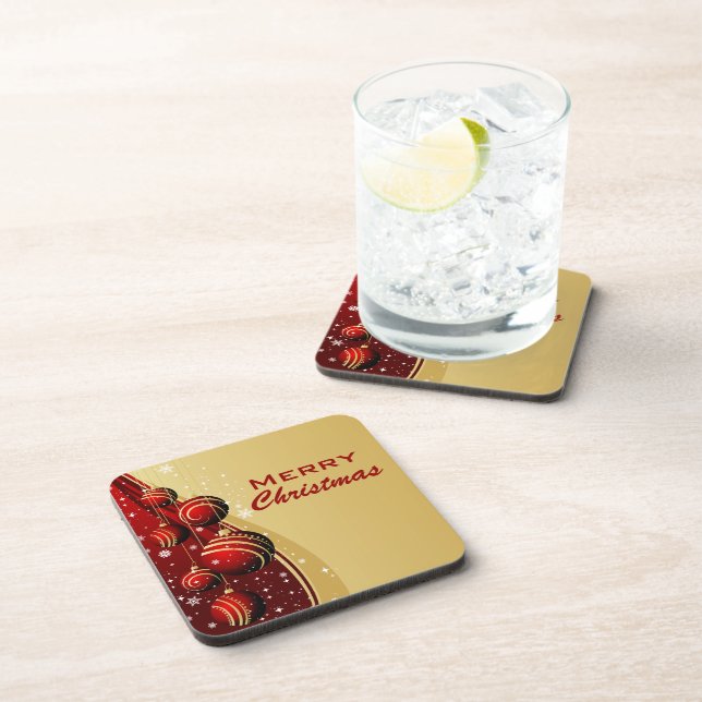 Gold and Red Christmas Balls Coaster (Right Side)
