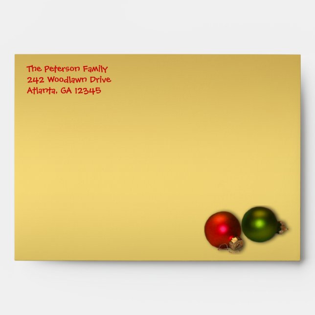 Gold and Red Christmas Envelope for 5"x7" Sizes (Front)