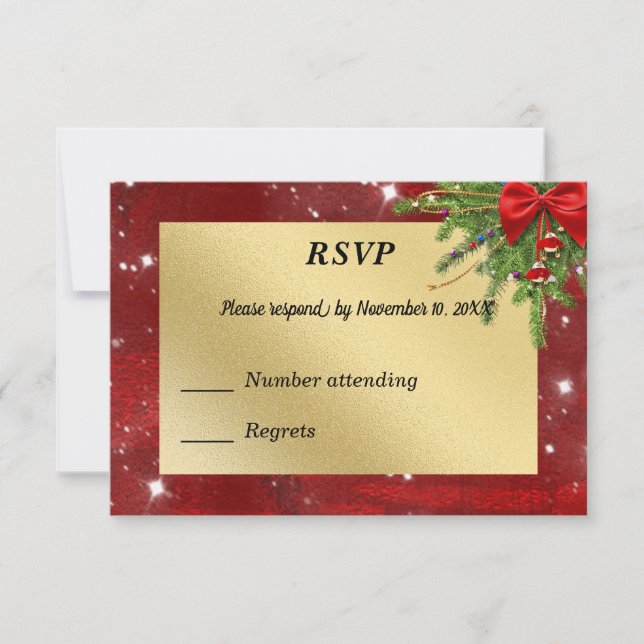 Gold and Red Christmas RSVP Card (Front)