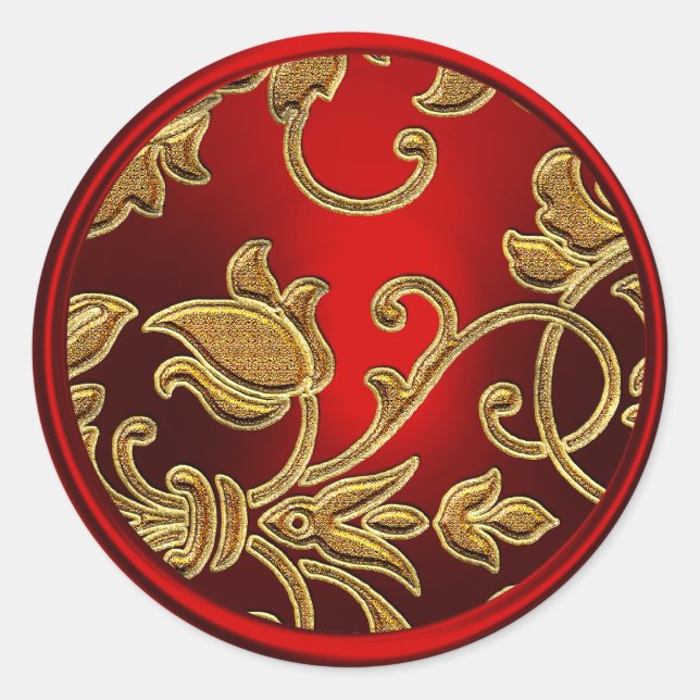 Gold and Red Damask Envelope Seal (Front)