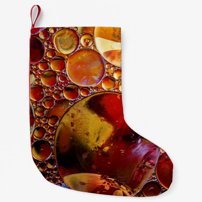 Gold and red dots small christmas stocking (Front)