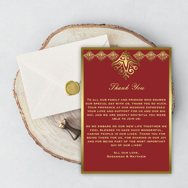 Gold and Red Elegance Wedding Thank You Card (Creator Uploaded)