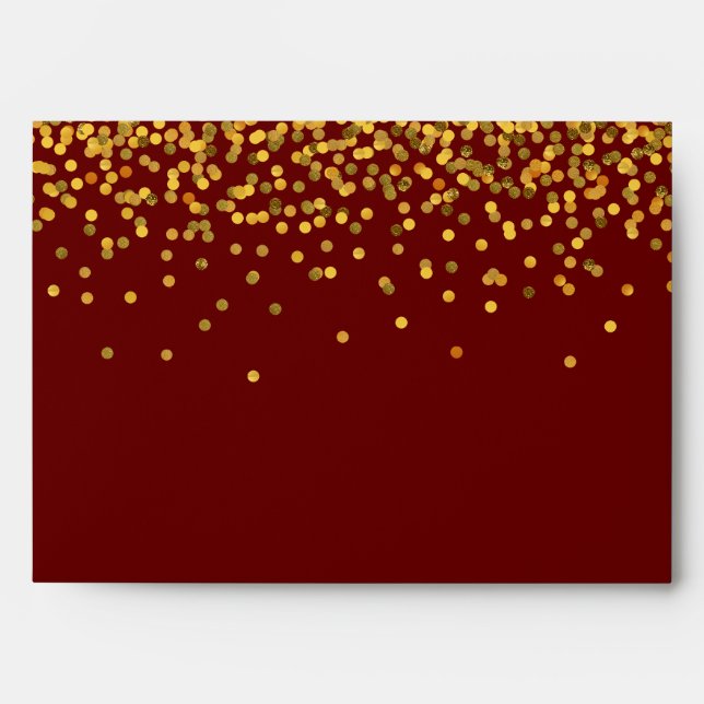 Gold and Red Glam Confetti Dots Envelope (Front)