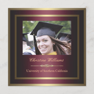 Gold and Red Graduation Invitation
