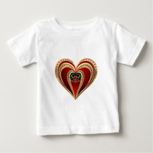 Gold and Red Heart Baby T-Shirt