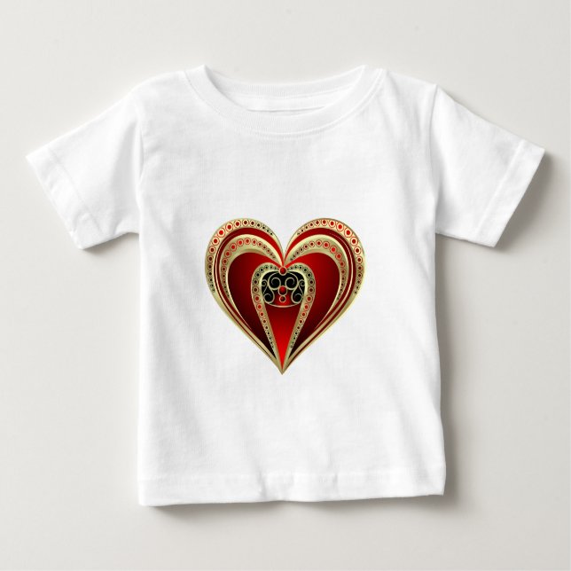 Gold and Red Heart Baby T-Shirt (Front)