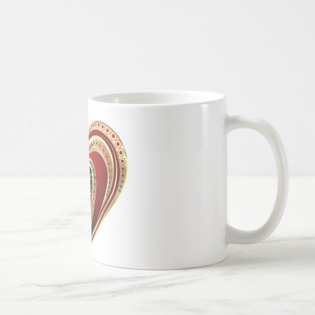 Gold and Red Heart Coffee Mug (Right)