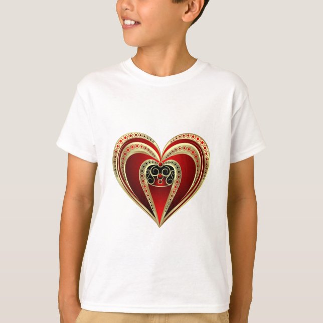Gold and Red Heart T-Shirt (Front)