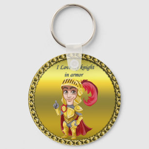 Gold and red knight in his armour and helmet key ring