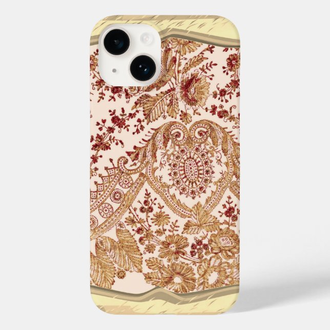 Gold And Red Lace Roses Case-Mate iPhone Case (Back)