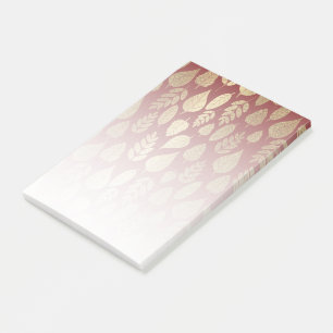 Gold and Red Leaf Pattern Post-it Notes