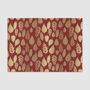 Gold and Red Leaf Pattern Tissue Paper