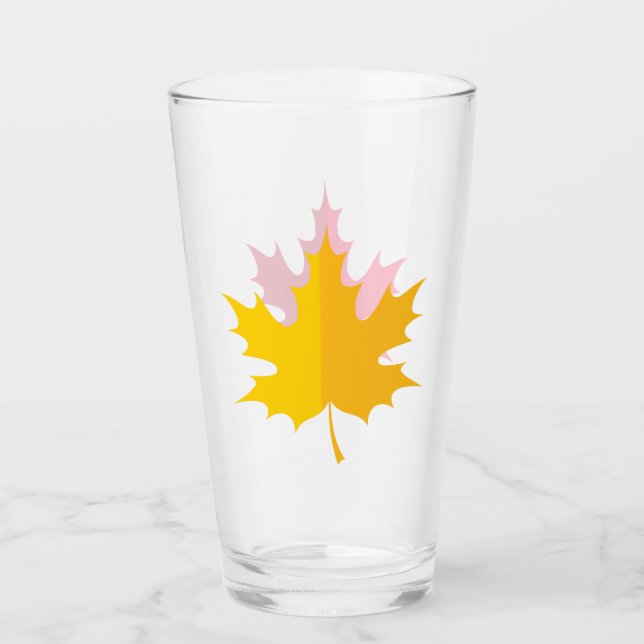 Gold and Red Maple Leaves Glass (Front)