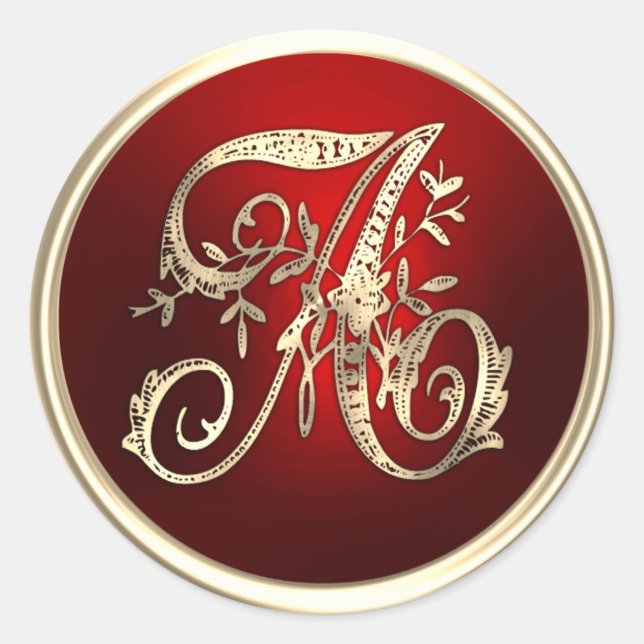 Gold and Red Monogram A Envelope Seal (Front)