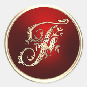Gold and Red Monogram F Envelope Seal