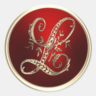 Gold and Red Monogram L Envelope Seal