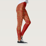 Gold and red paisley mandala leggings<br><div class="desc">Elegant gold floral paisley mandala with changeable dark-red background.</div>
