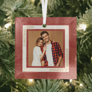 Gold and Red Photo Glass Tree Decoration