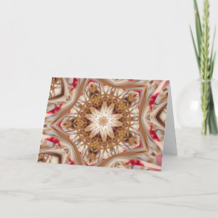 Gold and Red Ribbon Christmas Star Kaleidoscope Holiday Card