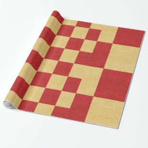 Gold And Red Squares Wrapping Paper