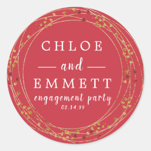 Gold and Red Star Engagement Party Envelope Seal
