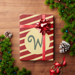 Gold and red stripes Custom christmas unique Wrapping Paper