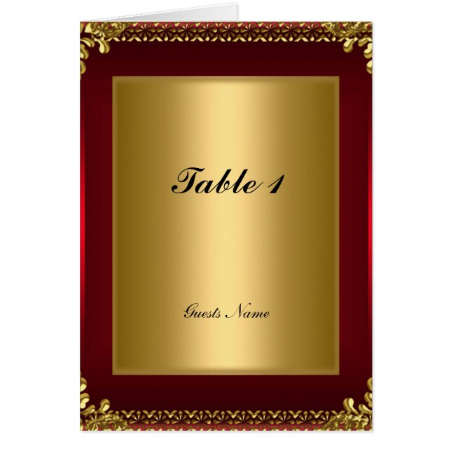Gold and Red Table Placement Card and Menu (Front)