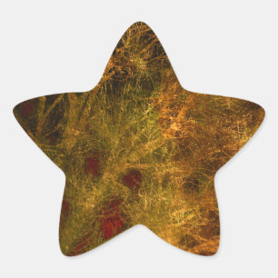 Gold and Red Tree Branches Abstract Star Sticker