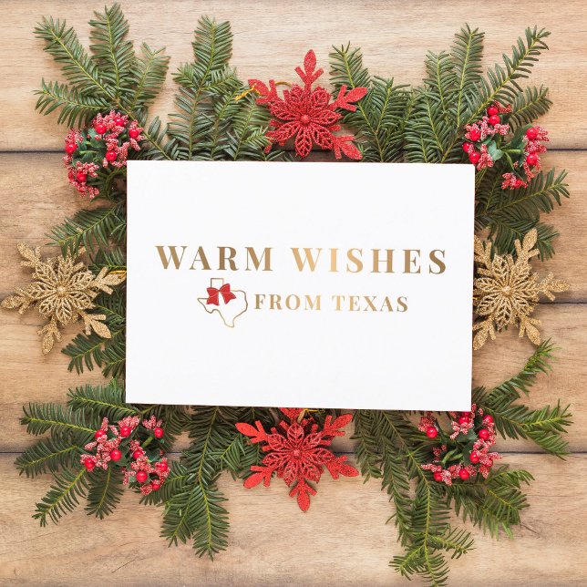 Gold and Red Warm Wishes From Texas Holiday Card (Creator Uploaded)