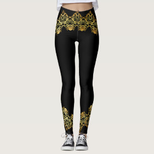 Gold and Rose Gold Abstract Prismatic Design Leggings