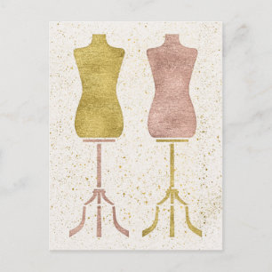 Gold and Rose Gold Fashion Design Dress Forms Postcard