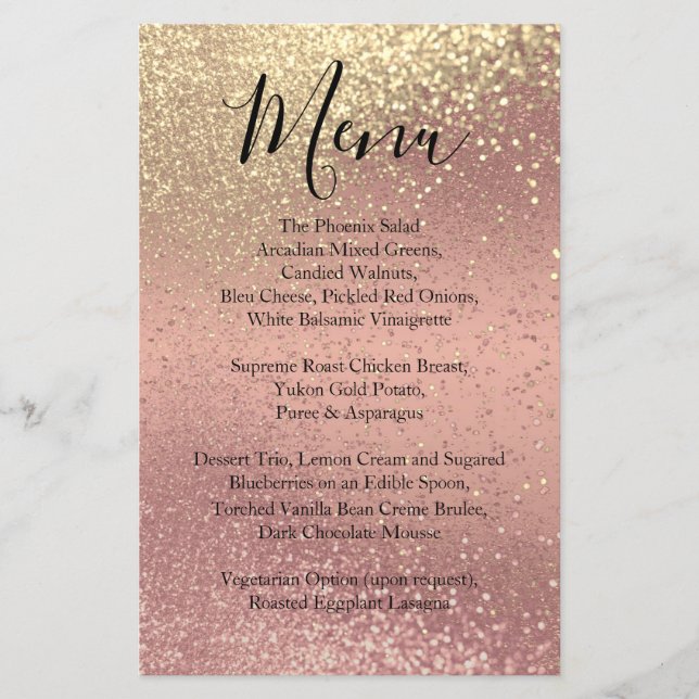 Gold and Rose Gold Glitter - Menu (Front)