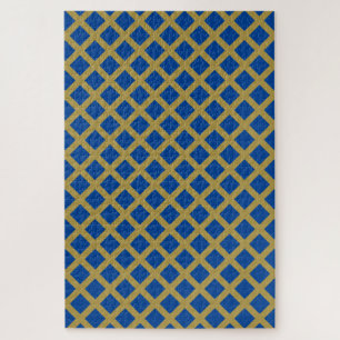 Gold and Royal Blue Lattice Jigsaw Puzzle