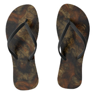 Gold and Rust Marble Abstract Thongs