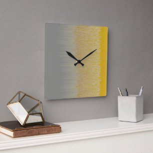 Gold and Silver Assembly  Square Wall Clock