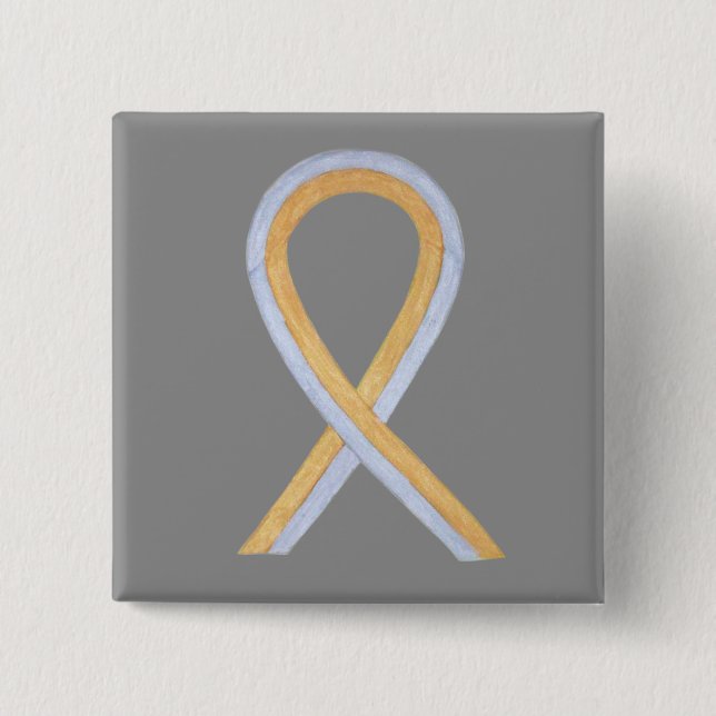 Gold and Silver Awareness Ribbon Custom Button Pin (Front)